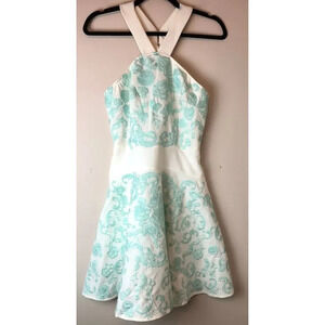 Foxiedox | Mint White Cross Back FIt & Flare Dress